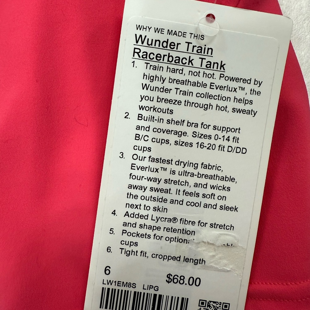 Lululemon Athletica Coral Wunder Train Racerback Tank NWT - Picture 3 of 4